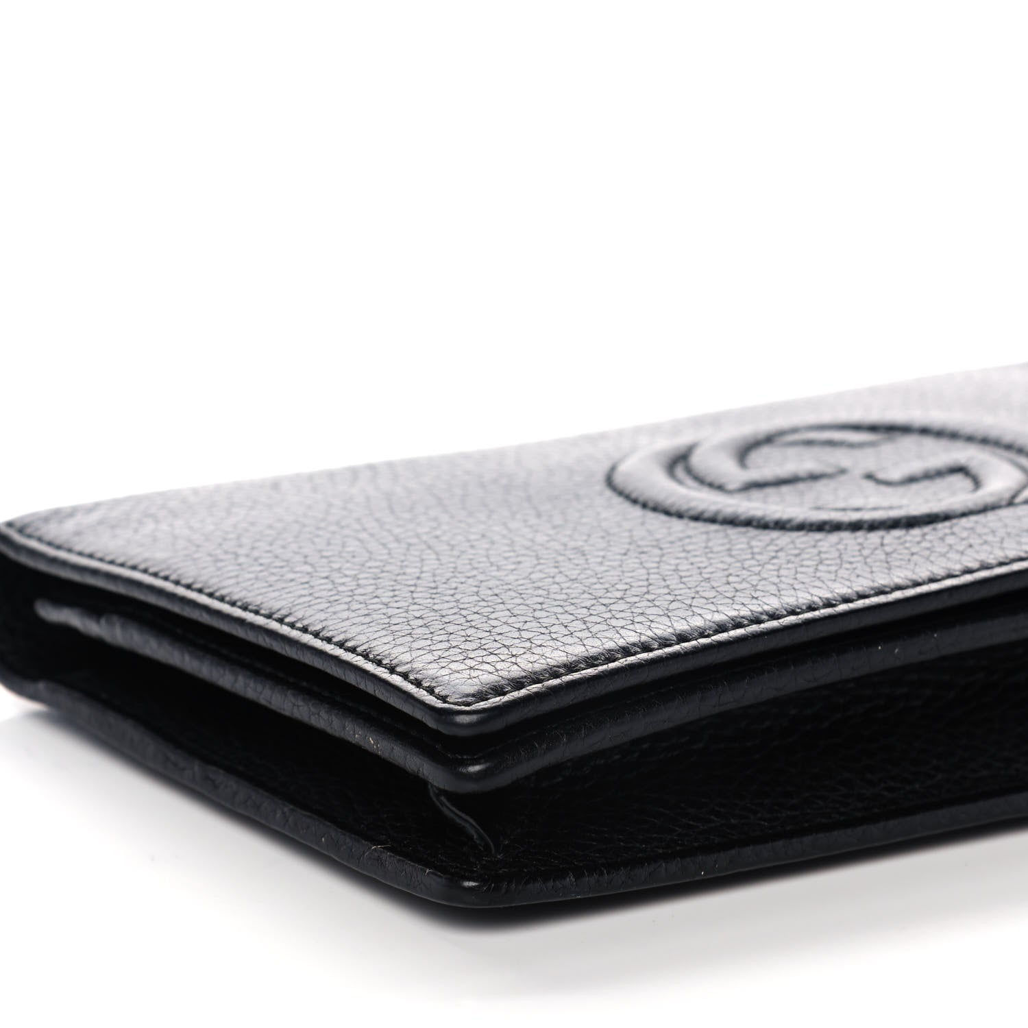 Gucci Pebbled Calfskin Soho Wallet on Chain Black 8 of 9