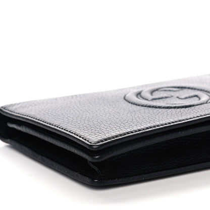 Gucci Pebbled Calfskin Soho Wallet on Chain Black 8 of 9