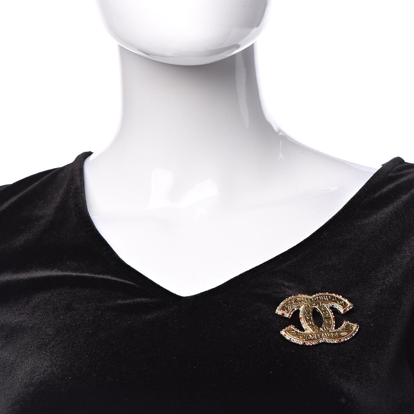 Crystal CC Brooch Gold Multicolor