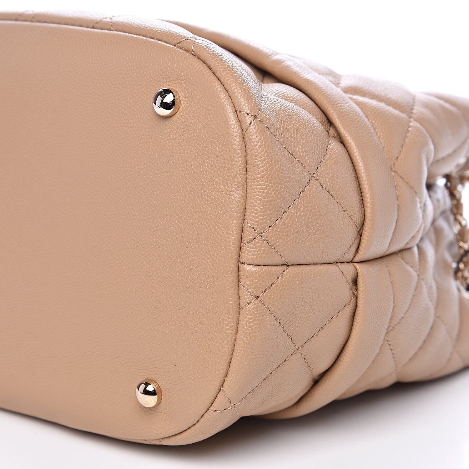 Chanel Caviar Quilted Rolled Up Bucket Drawstring Bag Beige 9 of 9