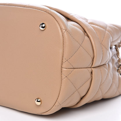 Chanel Caviar Quilted Rolled Up Bucket Drawstring Bag Beige 9 of 9