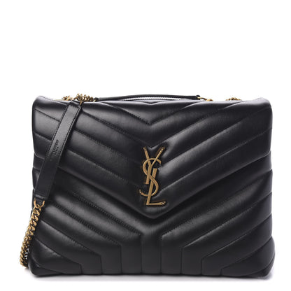 Saint Laurent Calfskin Y Quilted Monogram Medium Loulou Chain Satchel Black 1 of 9