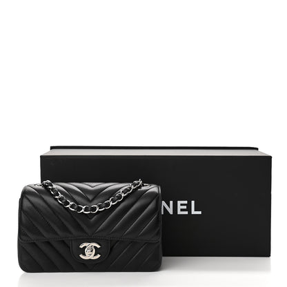Chanel Lambskin Chevron Quilted Mini Rectangular Flap Black 11 of 11