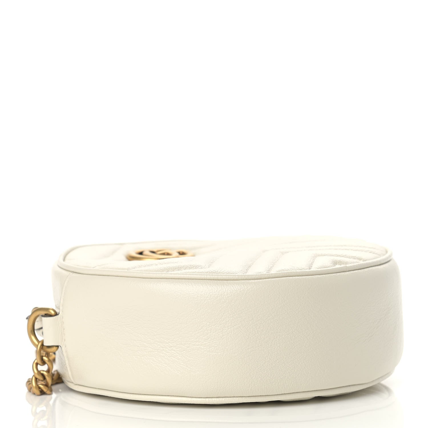 Gucci Calfskin Matelasse Mini GG Marmont Round Shoulder Bag White 4 of 9