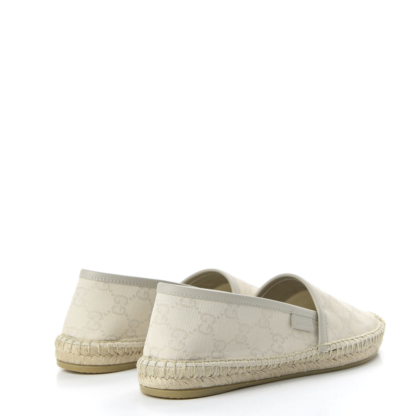Washed Cotton Miro Soft Calfskin GG Monogram Espadrilles 35 White Mystic White