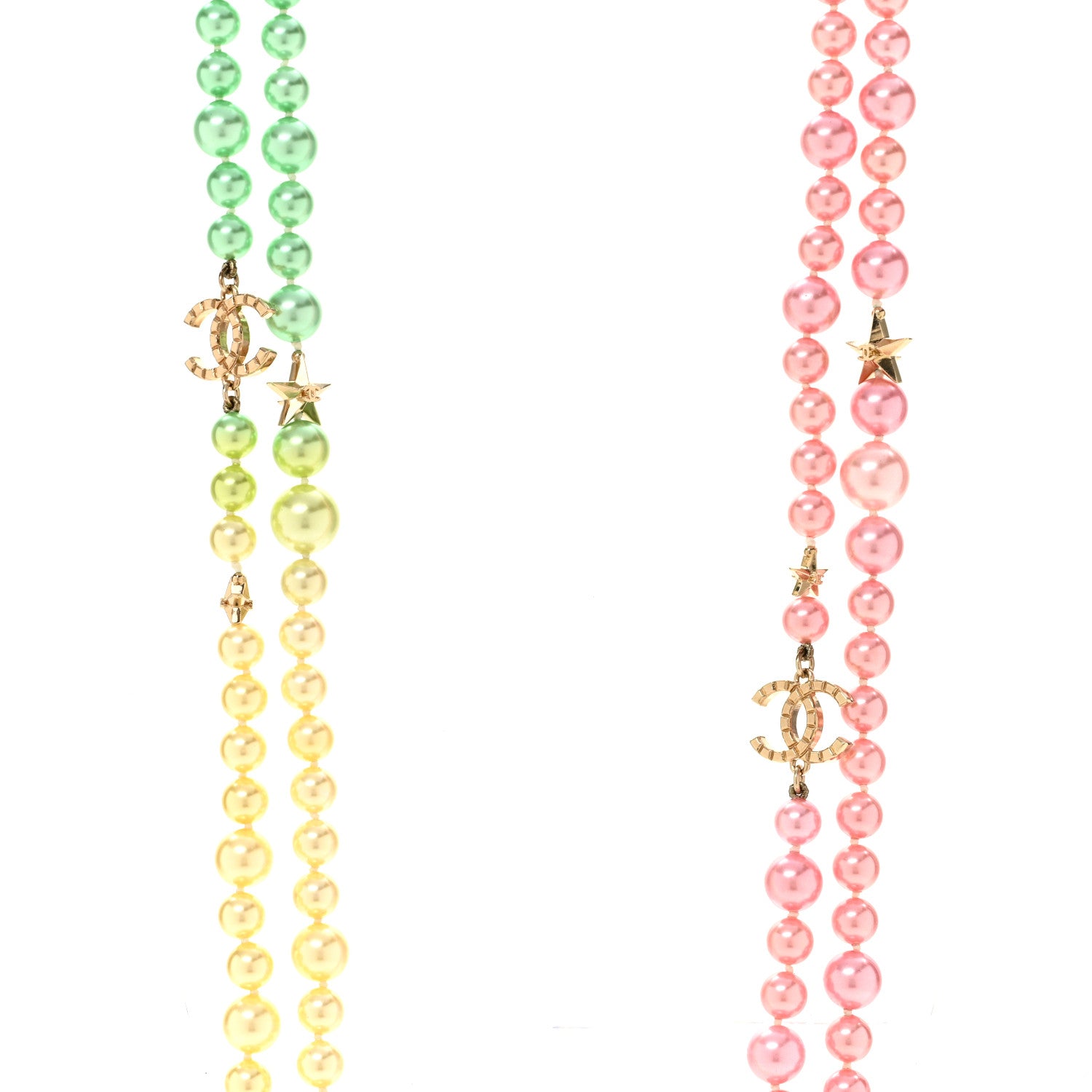 Chanel Pearl Star CC Cuba Multi Strand Long Necklace Gold Multicolor 4 of 5