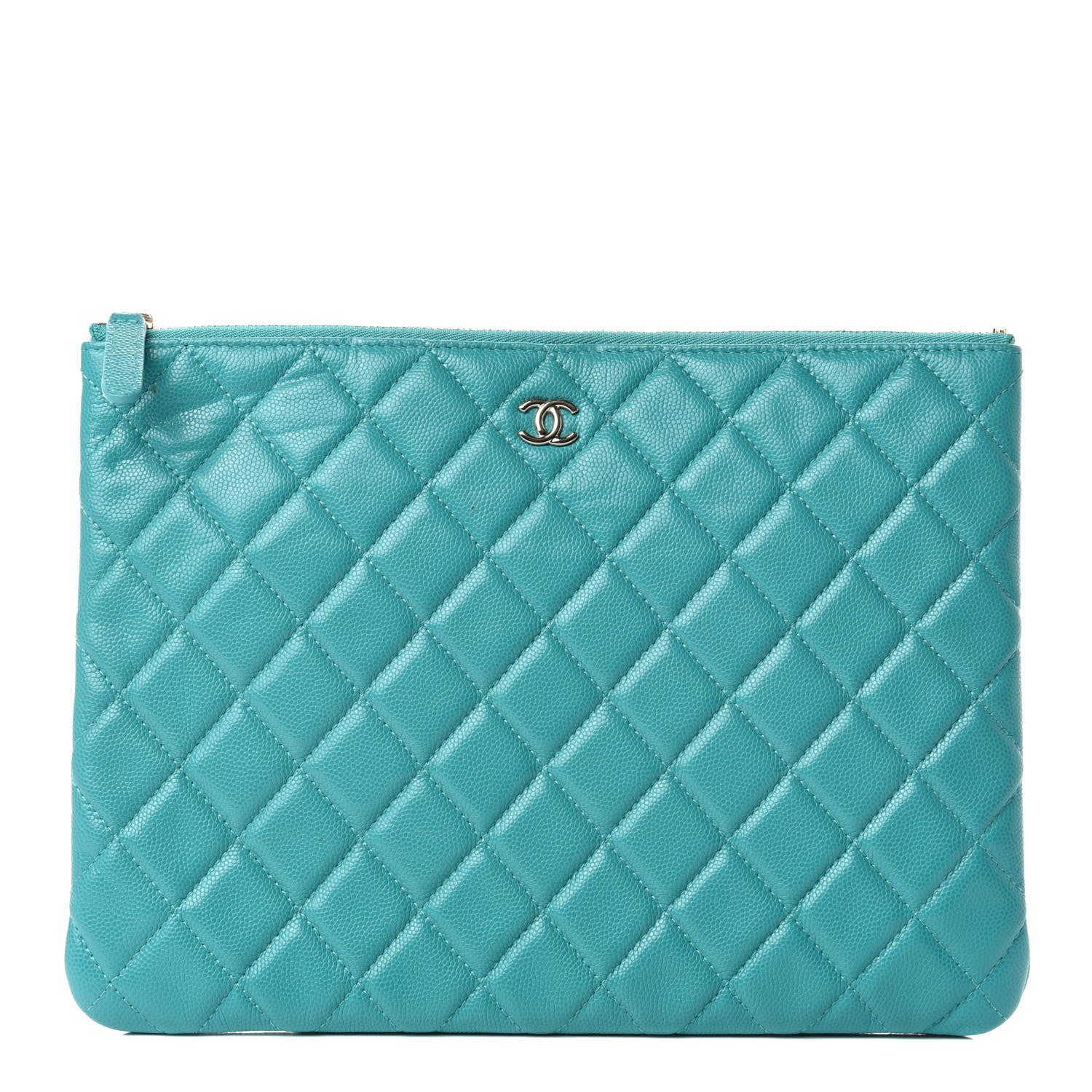 Chanel Caviar Quilted Medium Cosmetic Case Turquoise 1 of 8