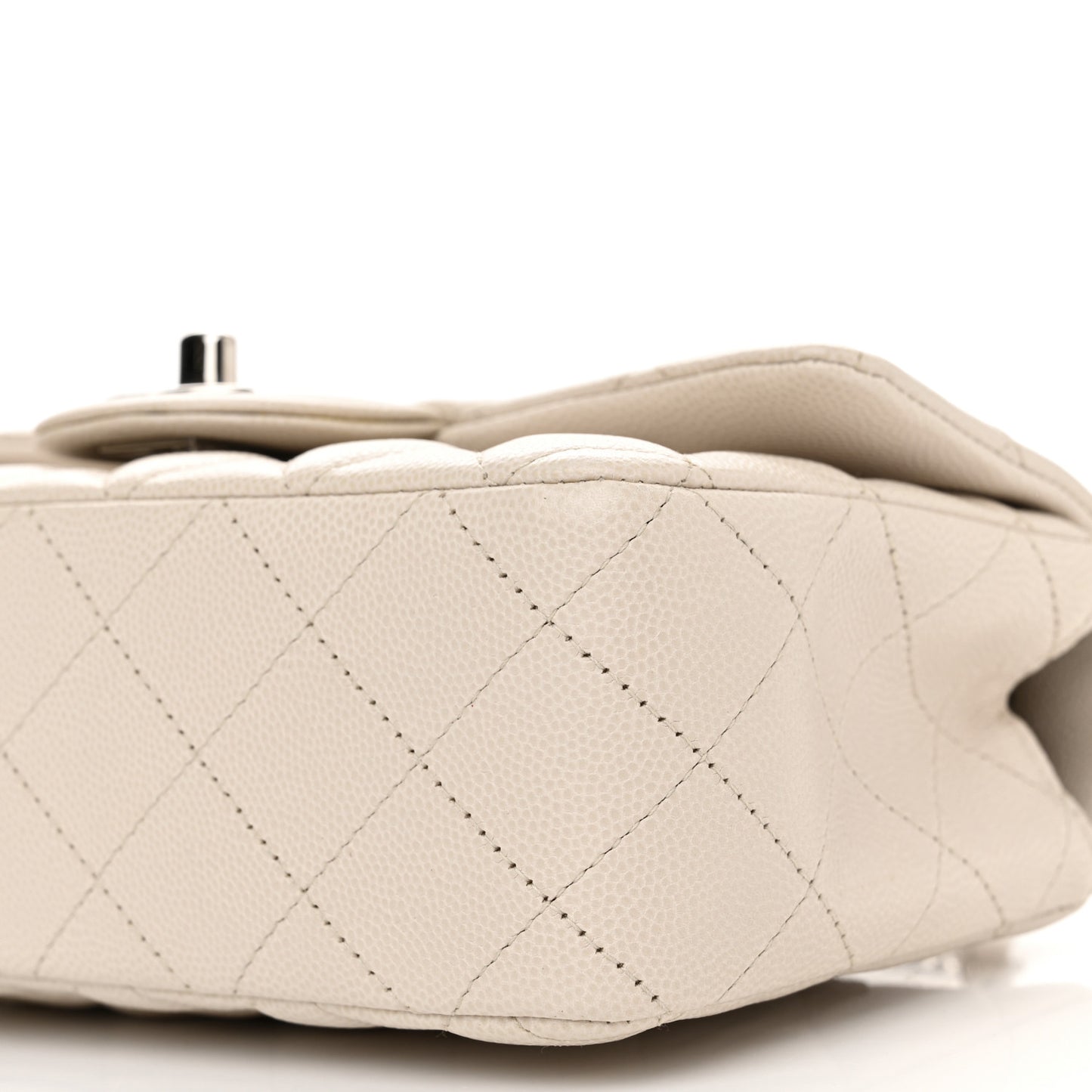 Caviar Quilted Mini Rectangular Flap Ivory