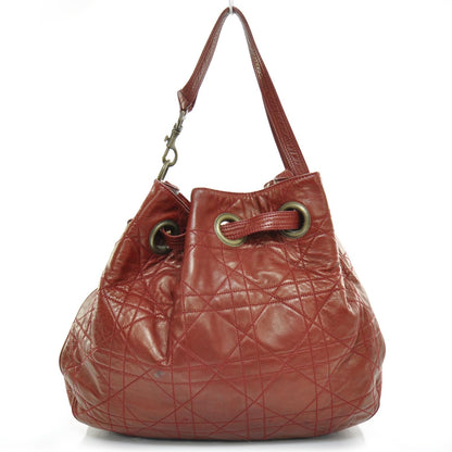 Christian Dior Calfskin Cannage Drawstring Bag Red 1 of 9
