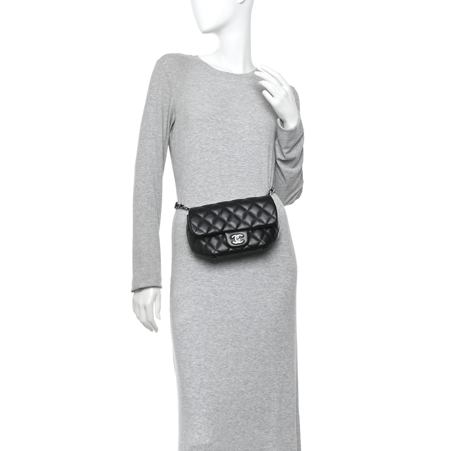 Chanel Calfskin Quilted CC Uniform Flap Belt Bag Black 2 of 10