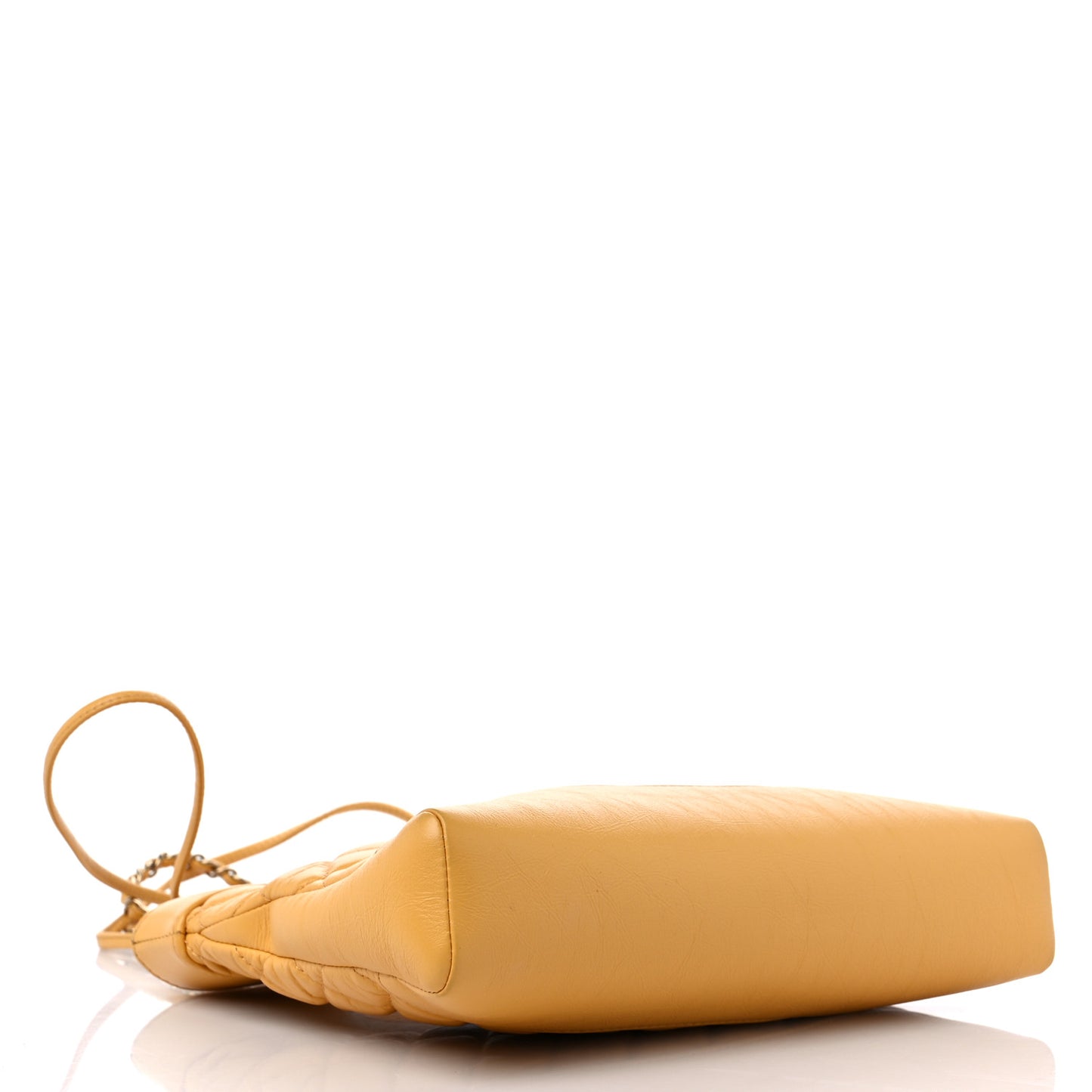 Shiny Crumpled Calfskin Quilted Mini 31 Shopping Bag Yellow