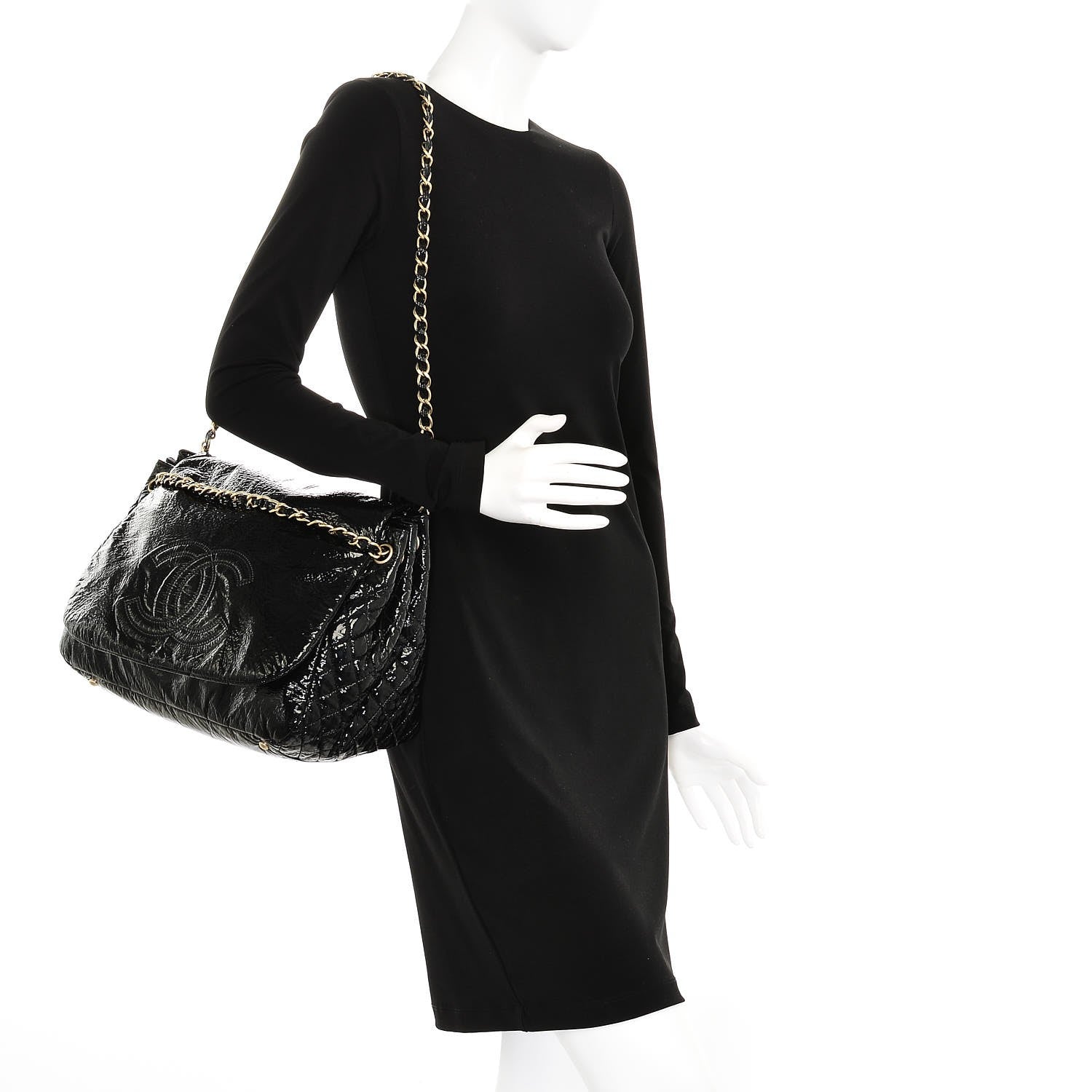 Chanel Vinyl XL Rock and Chain Flap Black 2 of 7