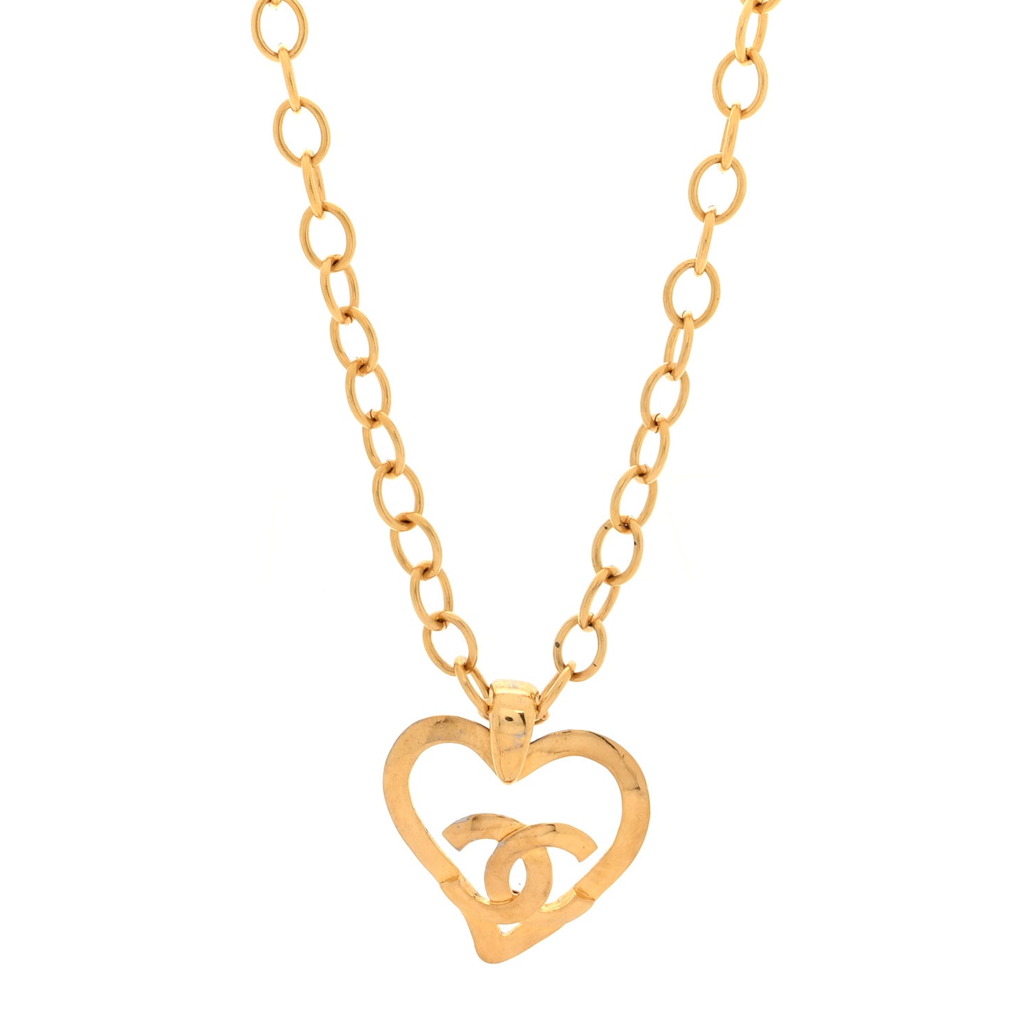 CC Heart Chain Pendant Necklace Gold