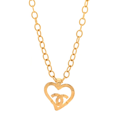 Chanel CC Heart Chain Pendant Necklace Gold 1 of 5