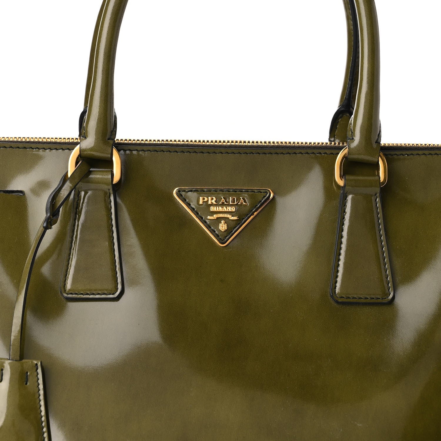 Prada Spazzolato Large Galleria Double Zip Tote Militare Fume 7 of 10
