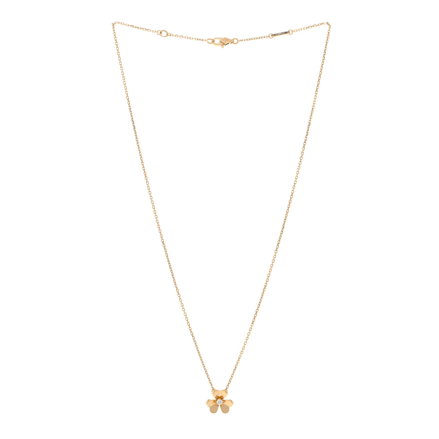 Van Cleef & Arpels 18K Yellow Gold Diamond Mini Frivole Pendant Necklace 3 of 6