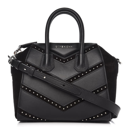 Givenchy Calfskin Suede Mini Studded Chevron Antigona Black 1 of 7