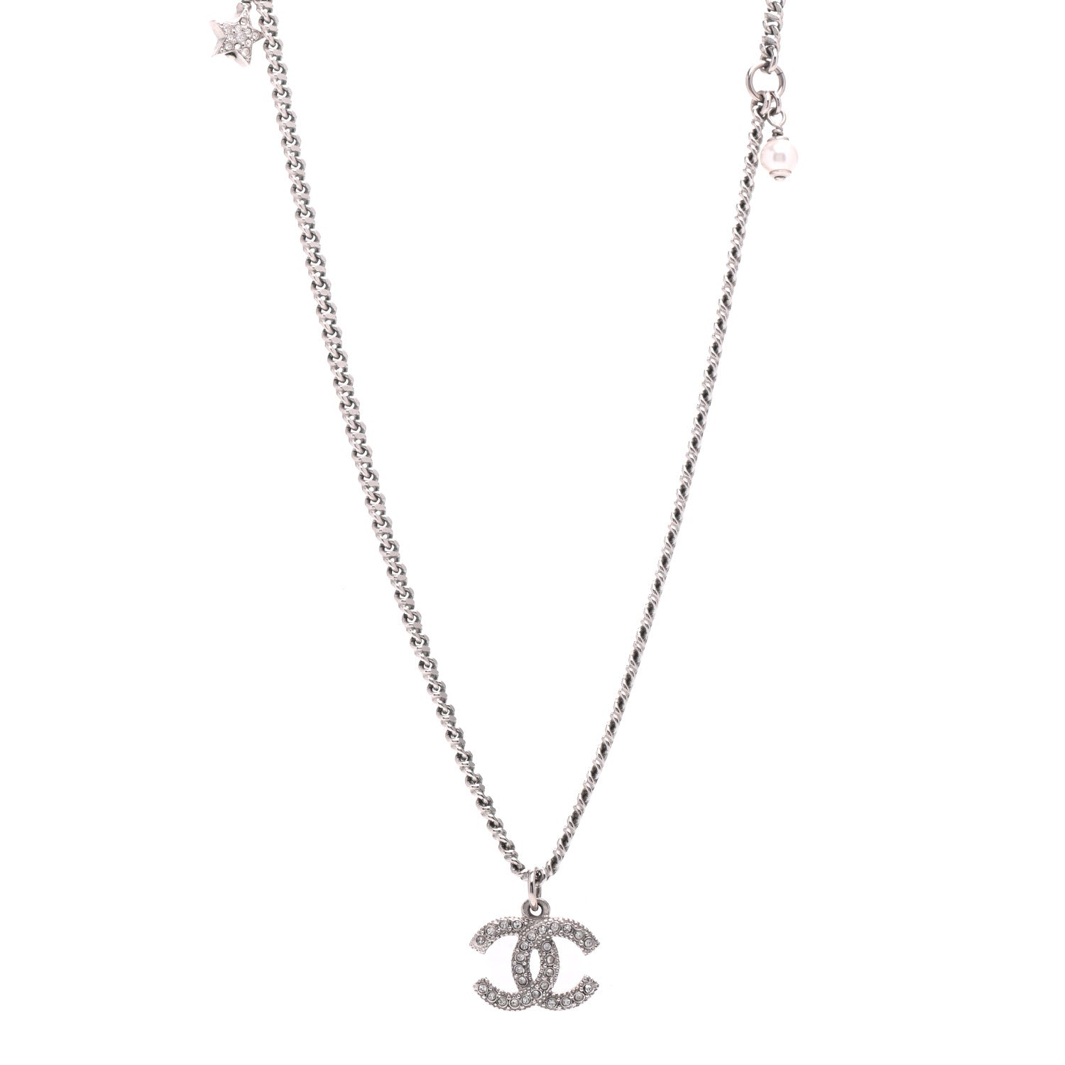 Chanel Crystal Pearl Star CC Necklace Pearly White 1 of 5