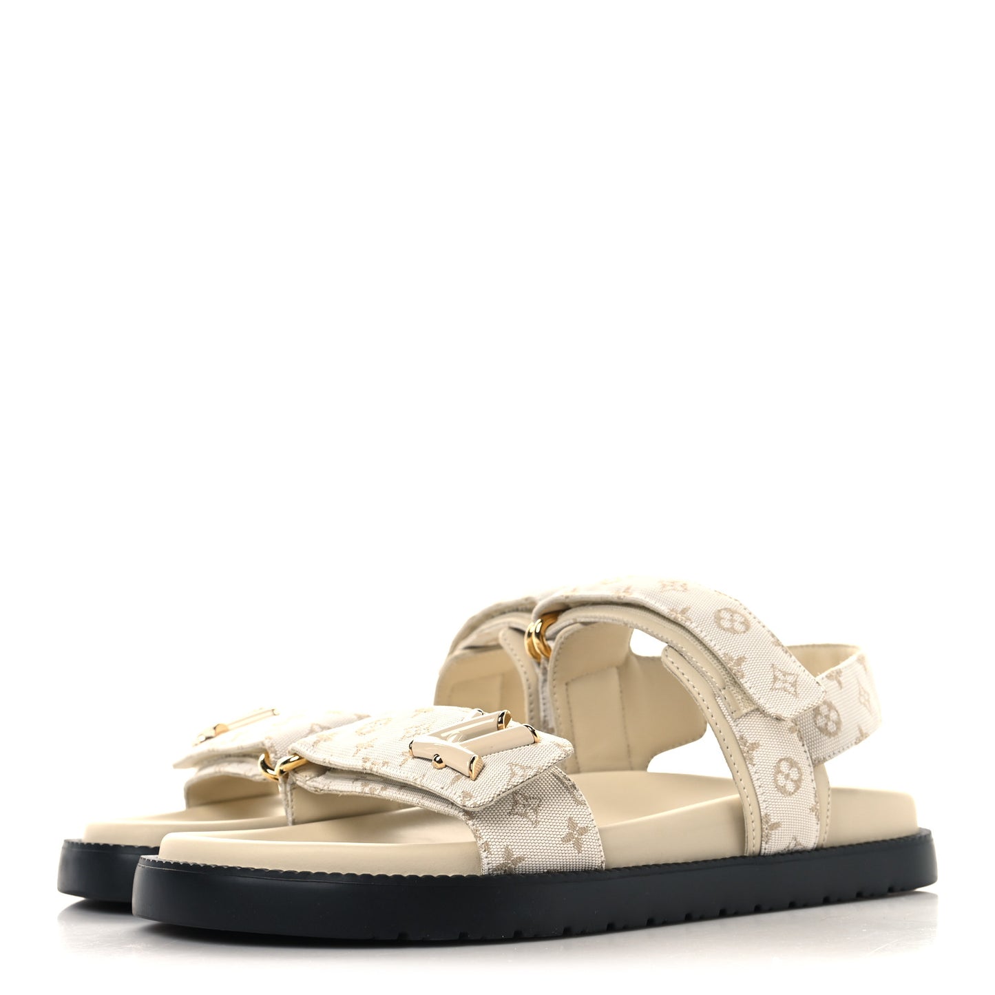 Monogram LV Sunset Comfort Flat Sandals 39 Dune Beige