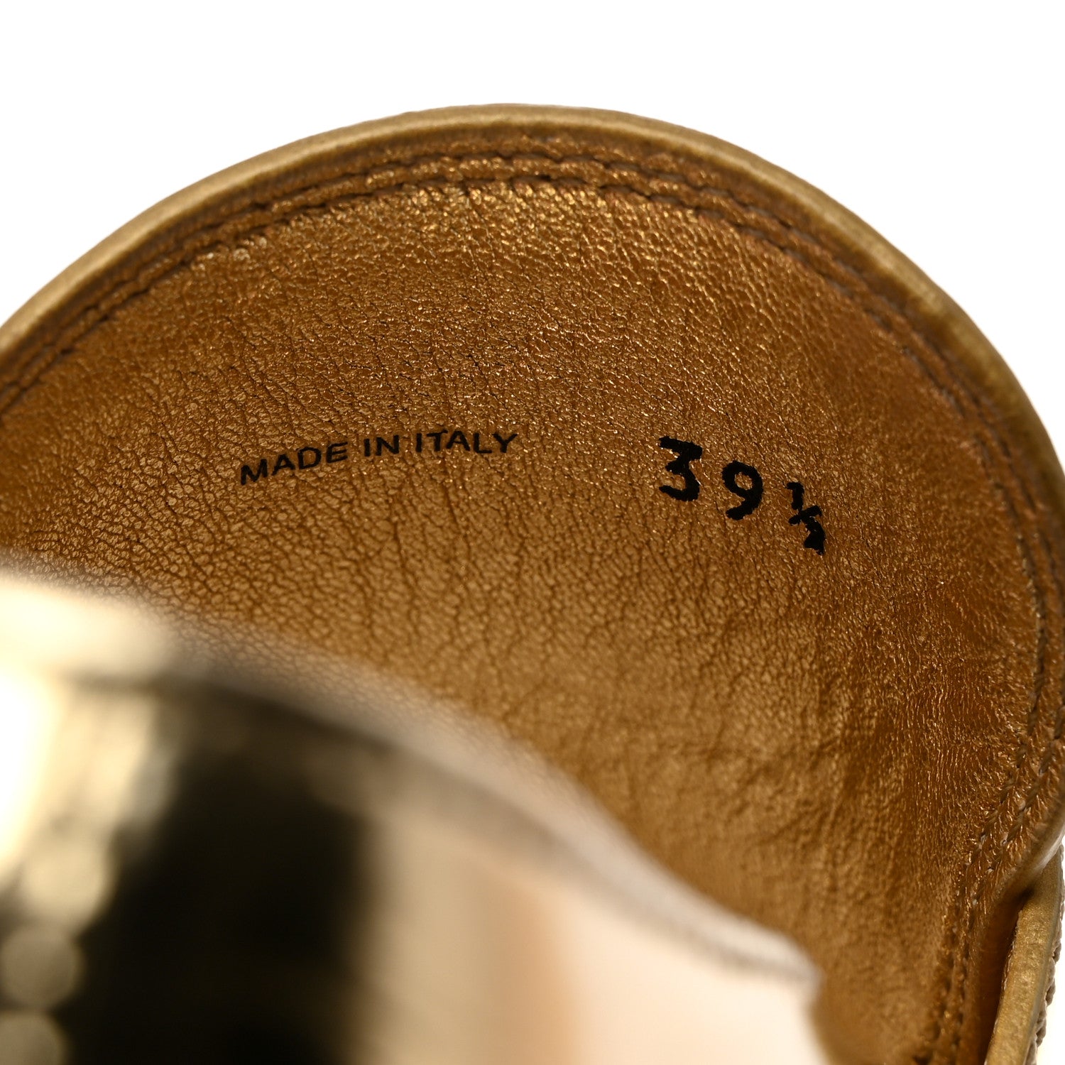 Prada Metallic Brushed Calfskin Metal Triangle Logo 50mm Loafers 39.5 Platino 7 of 8