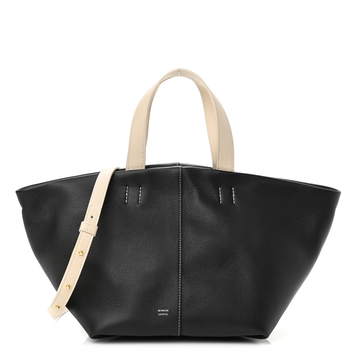 Mansur Gavriel Calfskin Mini Tulipano Bag Black White 1 of 7