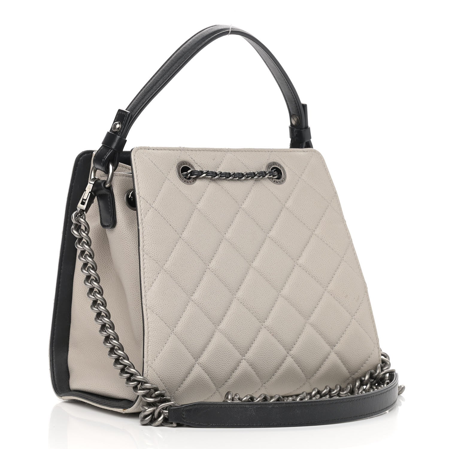 Chanel Caviar Quilted Small CC Bucket Bag Grey 3 of 12