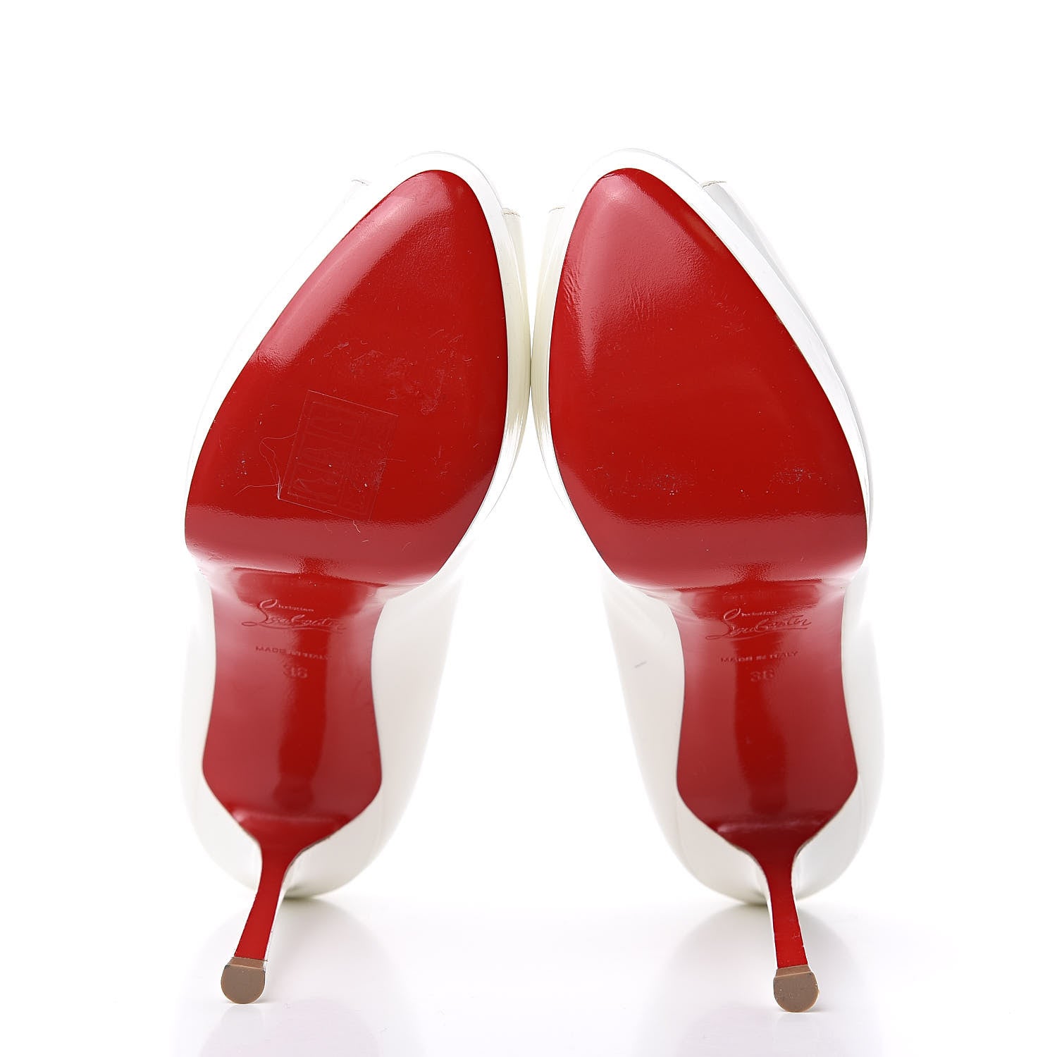 Christian Louboutin Patent Fetish Peep 130 Pumps 36 White 5 of 8