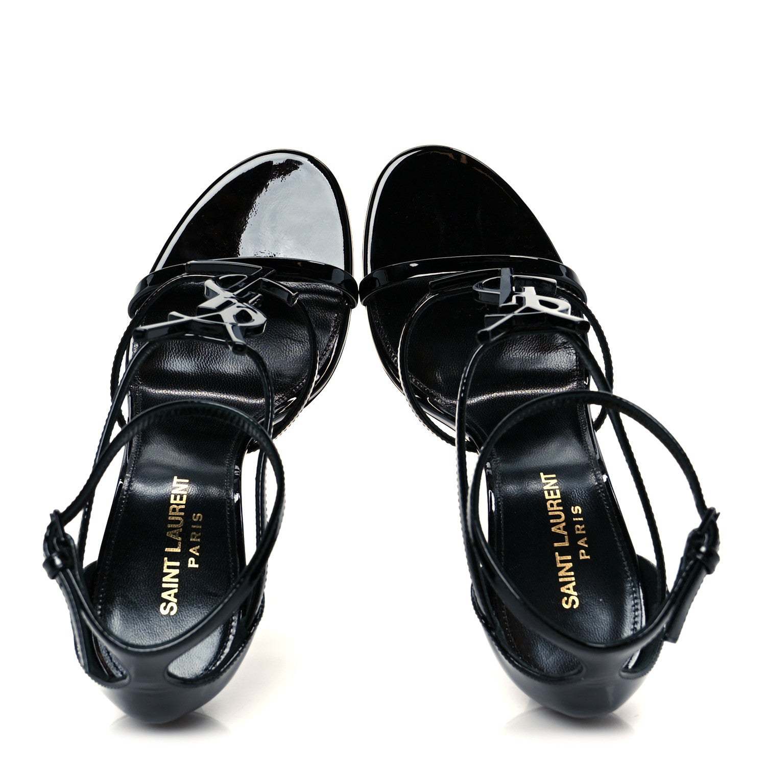 Saint Laurent Vernice Chiffon Cassandra 100 Ankle Strap Sandals 37.5 Black 2 of 11