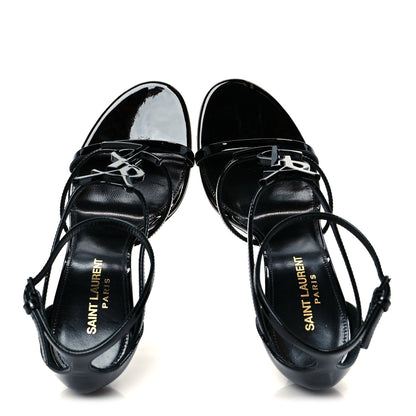 Saint Laurent Vernice Chiffon Cassandra 100 Ankle Strap Sandals 37.5 Black 2 of 11