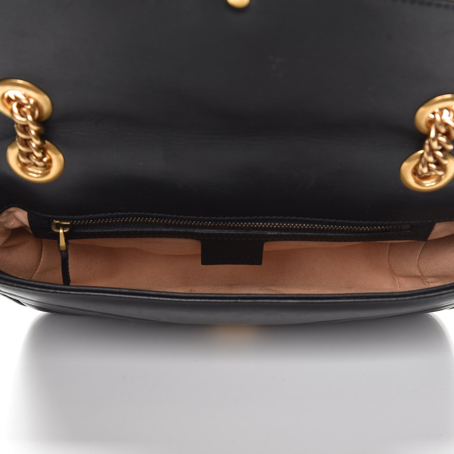 Calfskin Matelasse Small GG Marmont Shoulder Bag Black
