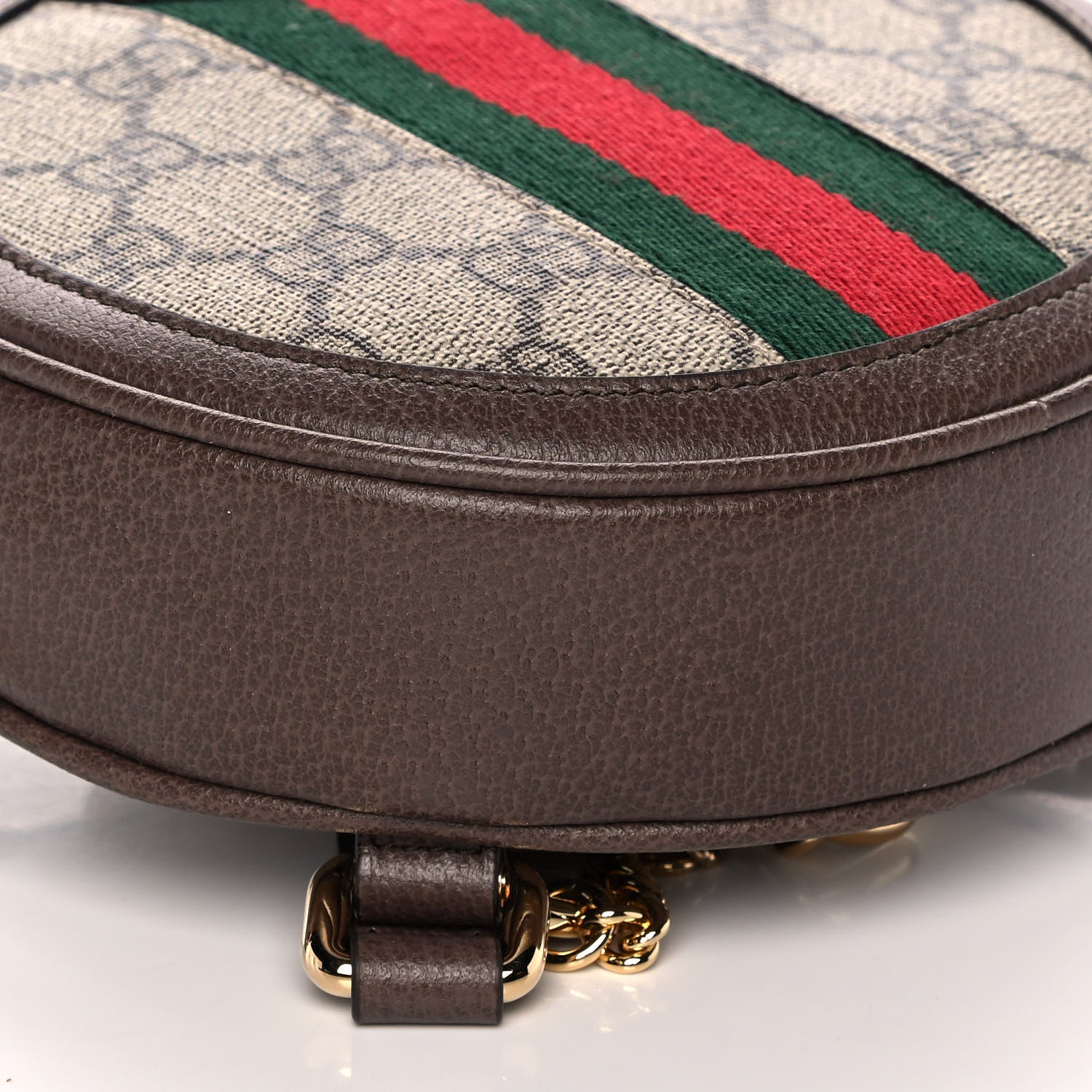 Gucci GG Supreme Monogram Web Mini Ophidia Round Backpack Brown 9 of 11
