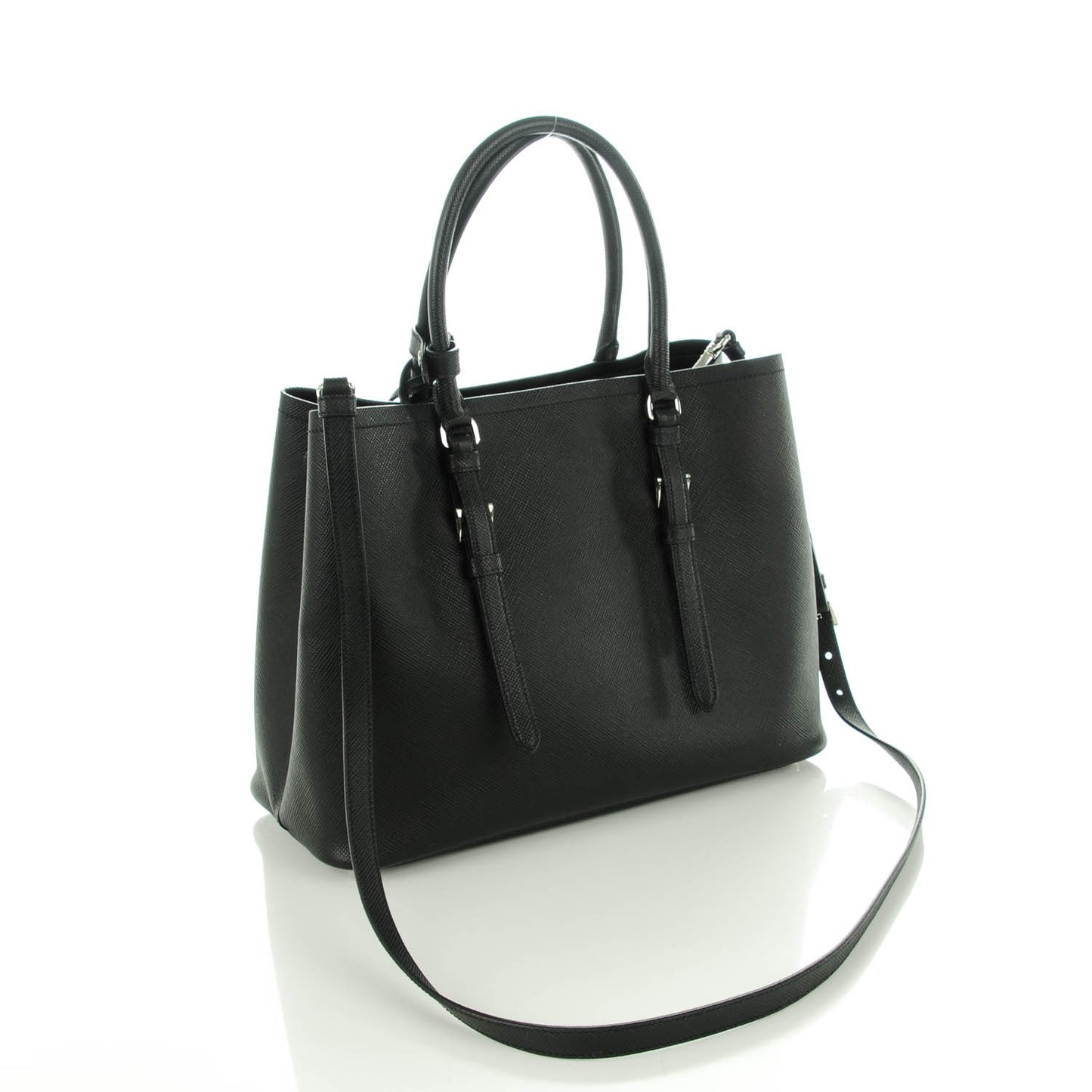 Saffiano Cuir Double Handle Tote Black