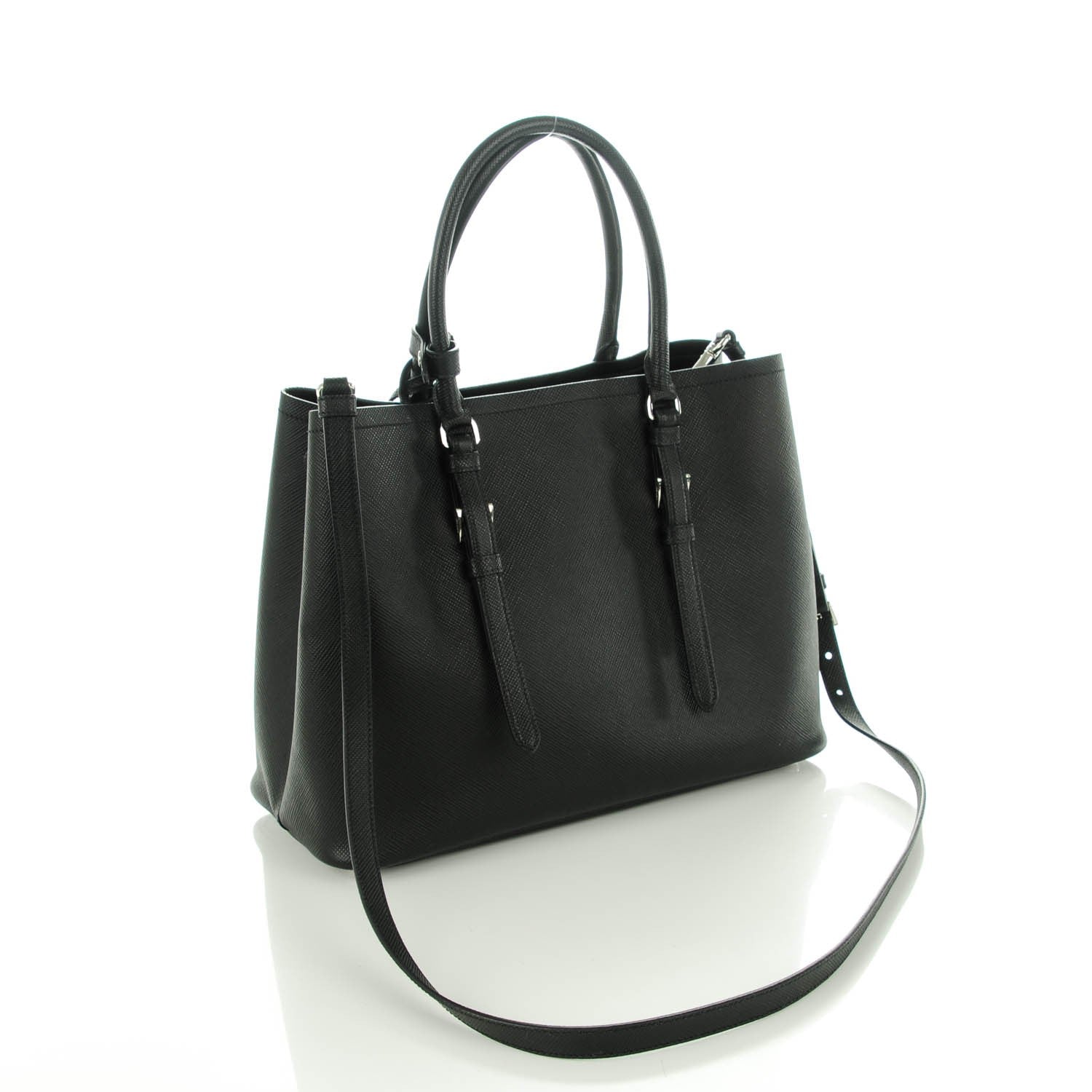 Prada Saffiano Cuir Double Handle Tote Black 3 of 8