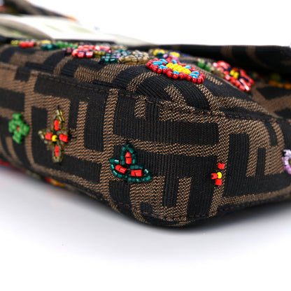 Fendi Zucca Lizard Embroidered Baguette Tobacco Green Multicolor 8 of 12
