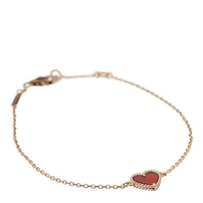 Van Cleef & Arpels 18K Rose Gold Carnelian Sweet Alhambra Heart Bracelet 1 of 6