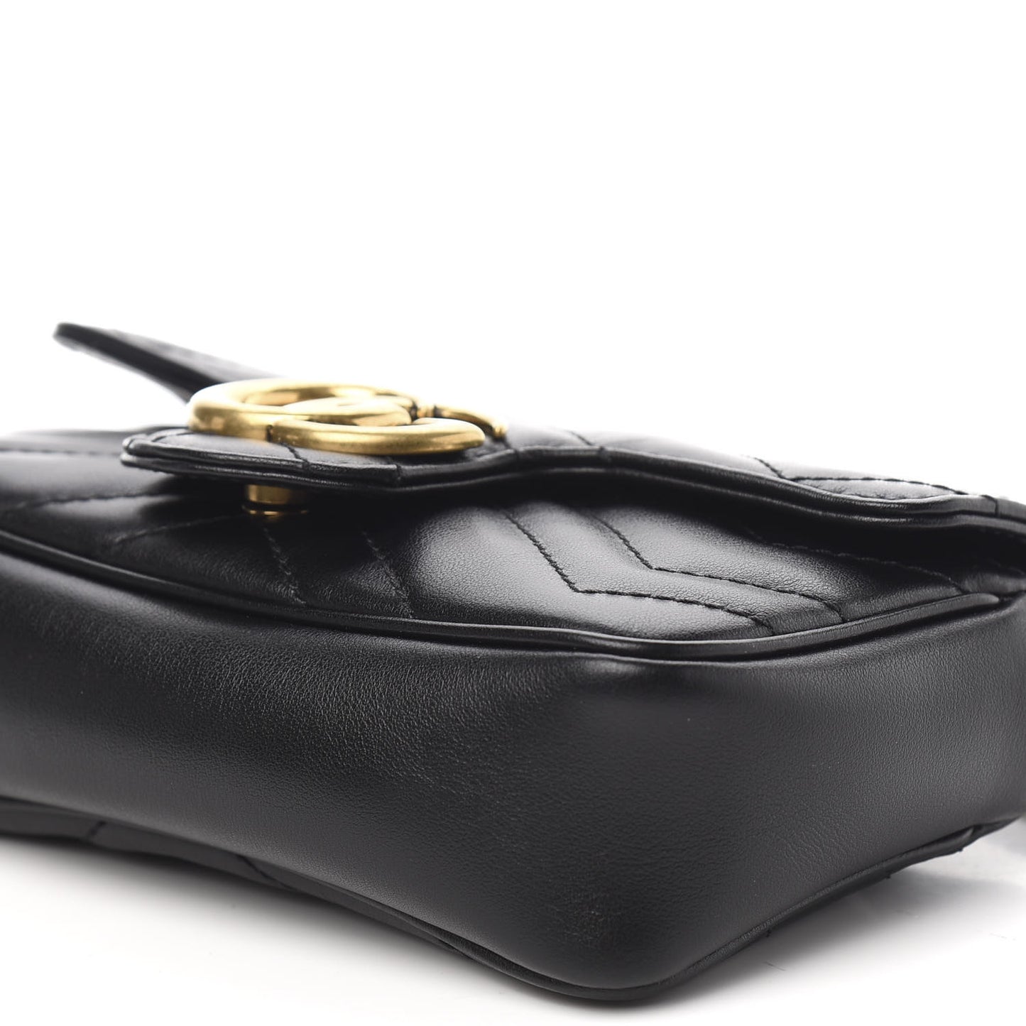 Calfskin Matelasse Super Mini GG Marmont Shoulder Bag Black
