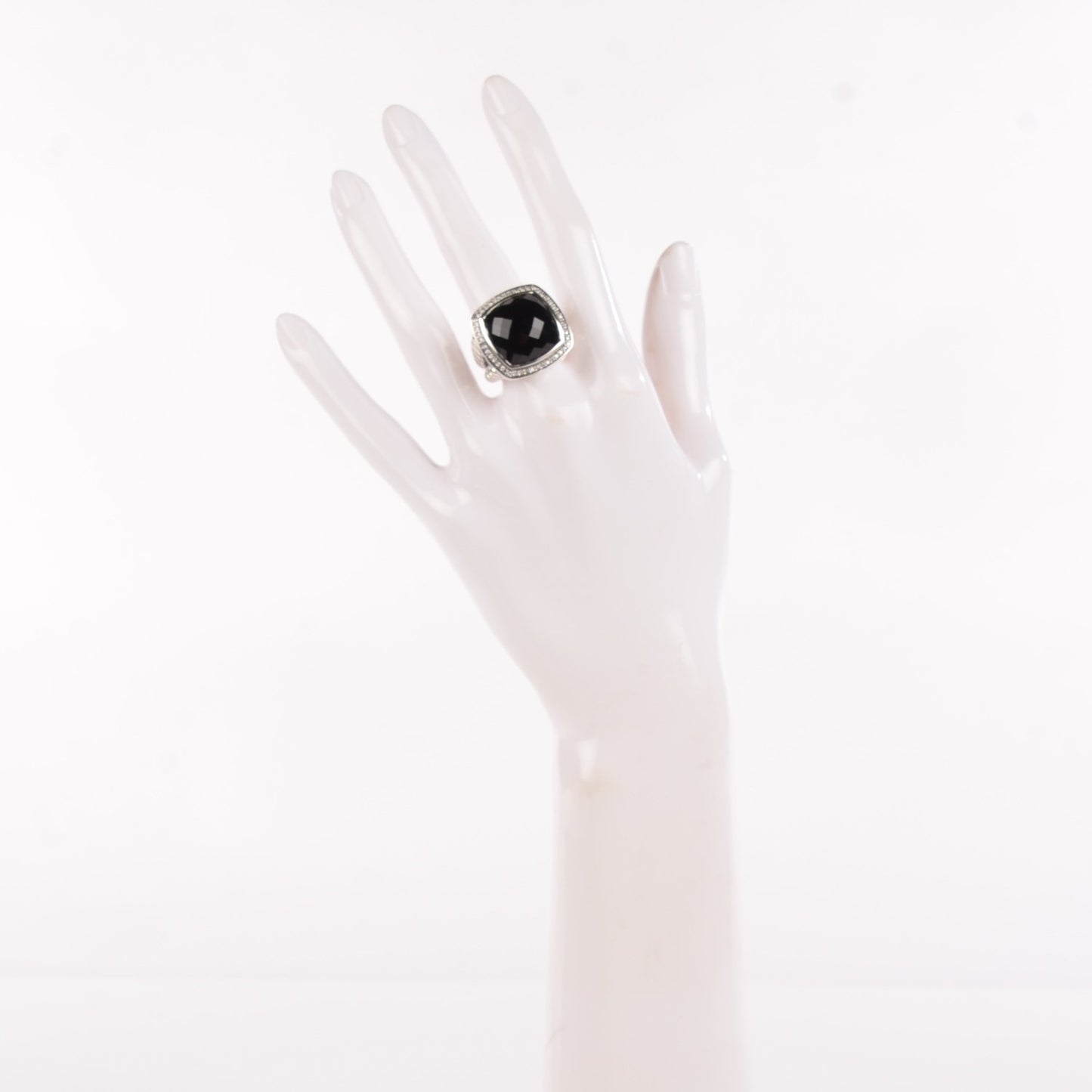Sterling Silver Diamond Black Onyx 17mm Albion Ring 52 6