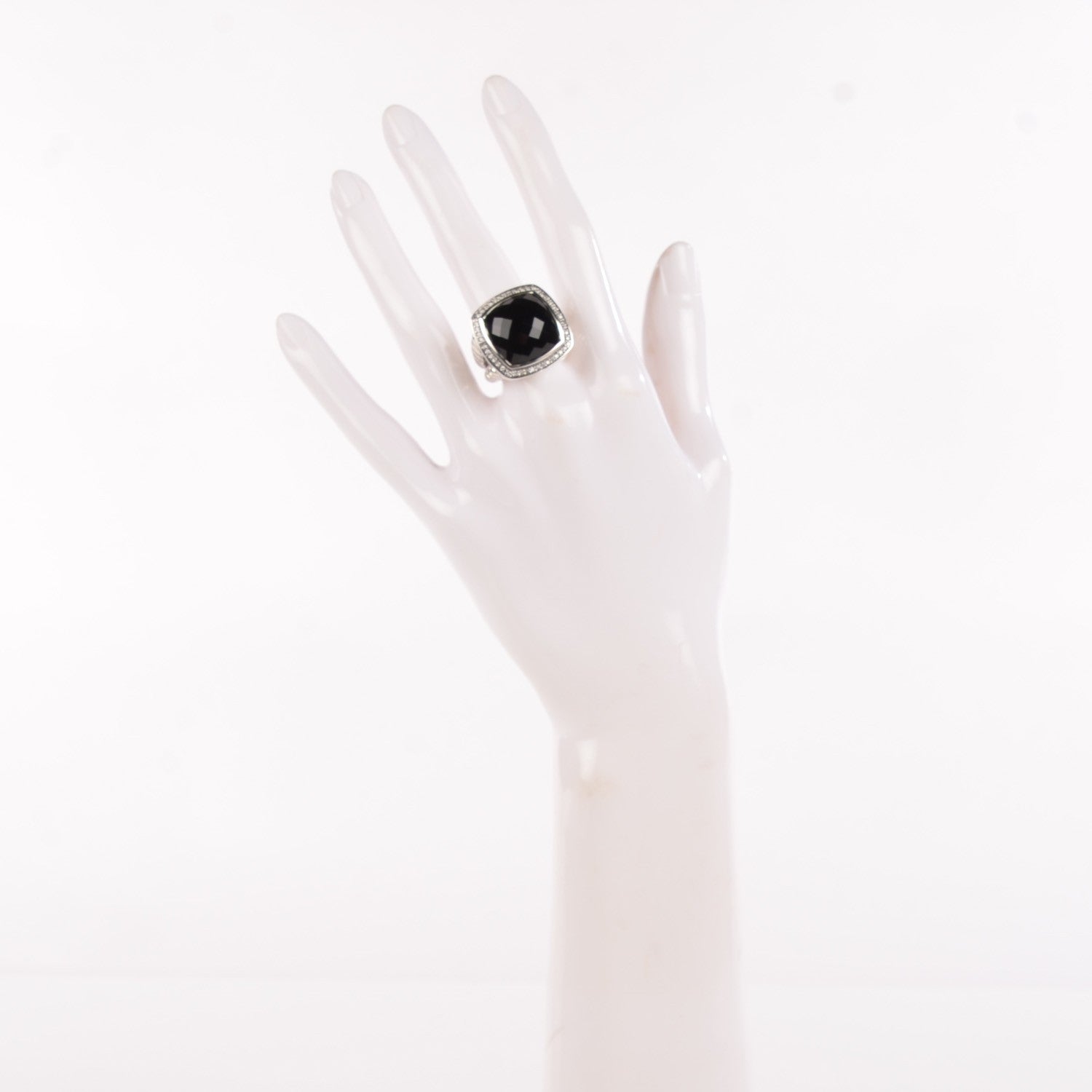 David Yurman Sterling Silver Diamond Black Onyx 17mm Albion Ring 52 6 2 of 4