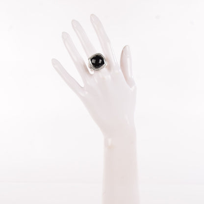 David Yurman Sterling Silver Diamond Black Onyx 17mm Albion Ring 52 6 2 of 4