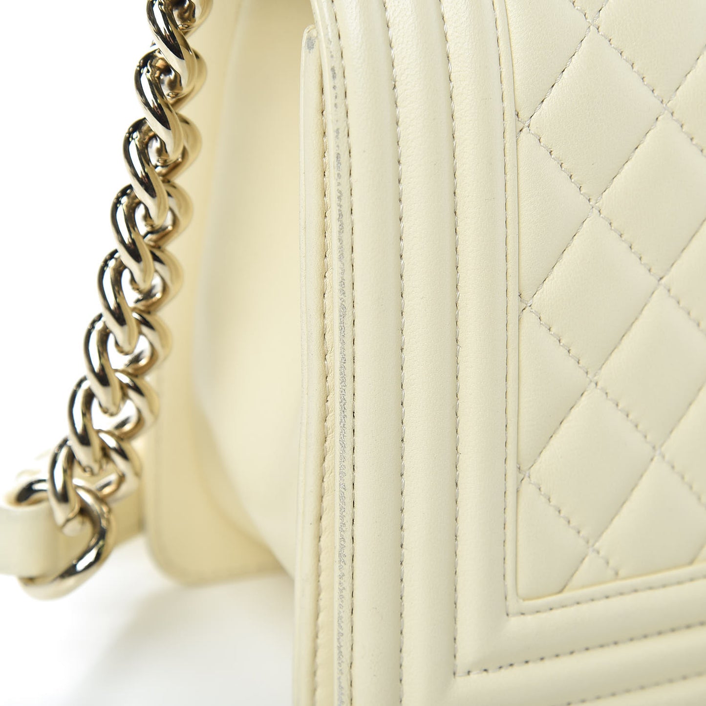 Lambskin Quilted Medium Boy Flap Light Beige