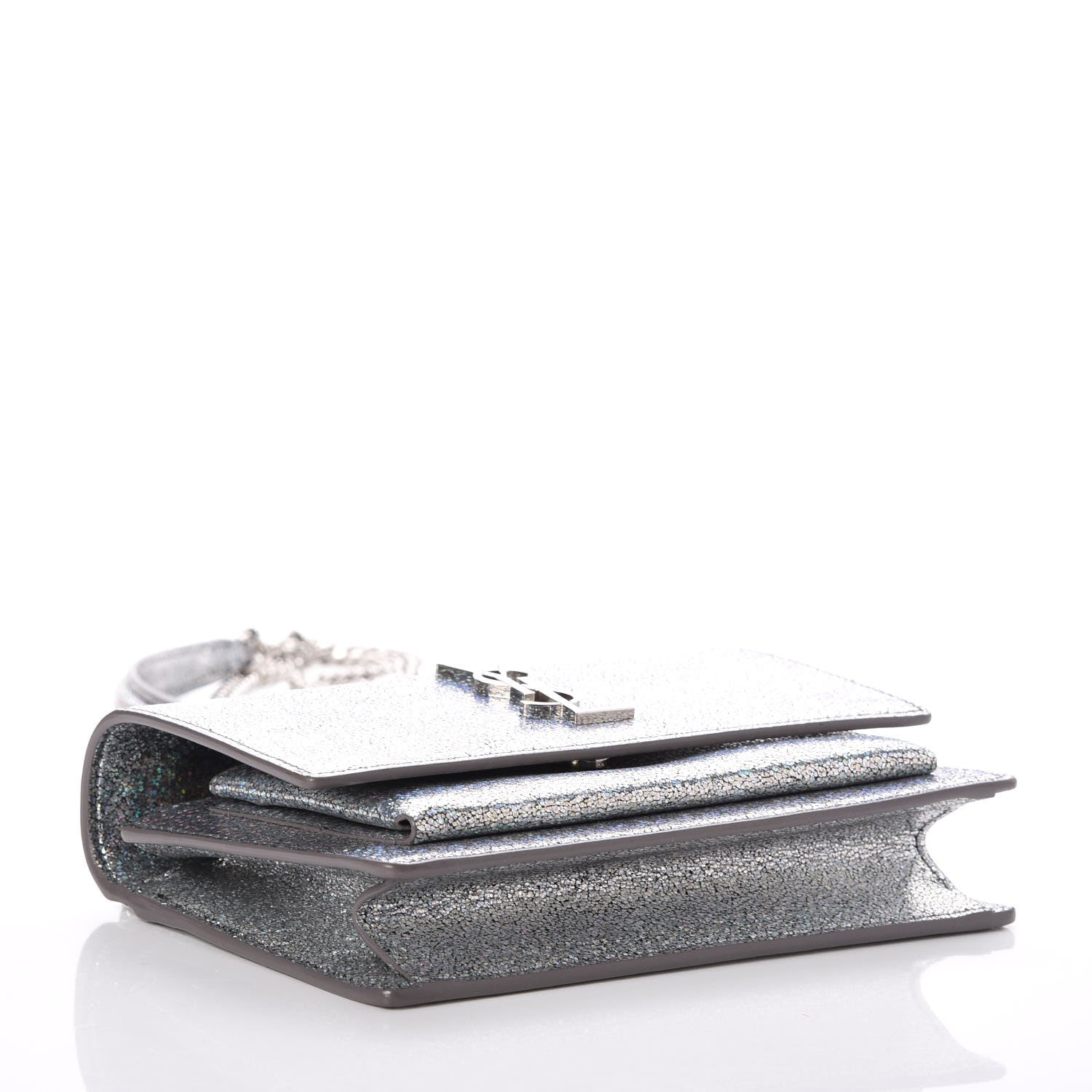 Saint Laurent Metallic Crackled Calfskin Monogram Sunset Chain Wallet Star Light 4 of 7