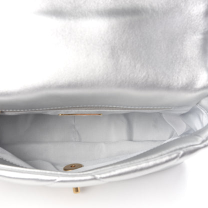 Chanel Metallic Lambskin Quilted Medium Chanel 19 Flap Silver 5 of 9