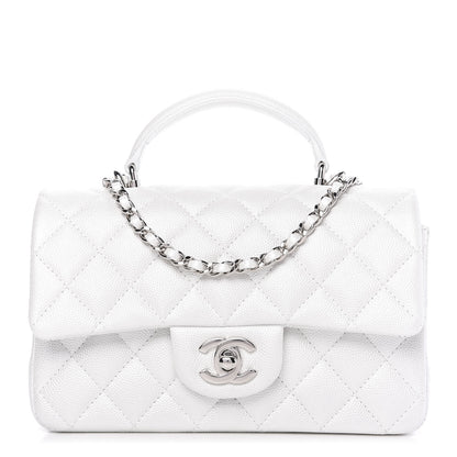 Chanel Iridescent Caviar Quilted Mini Top Handle Rectangular Flap White 1 of 10