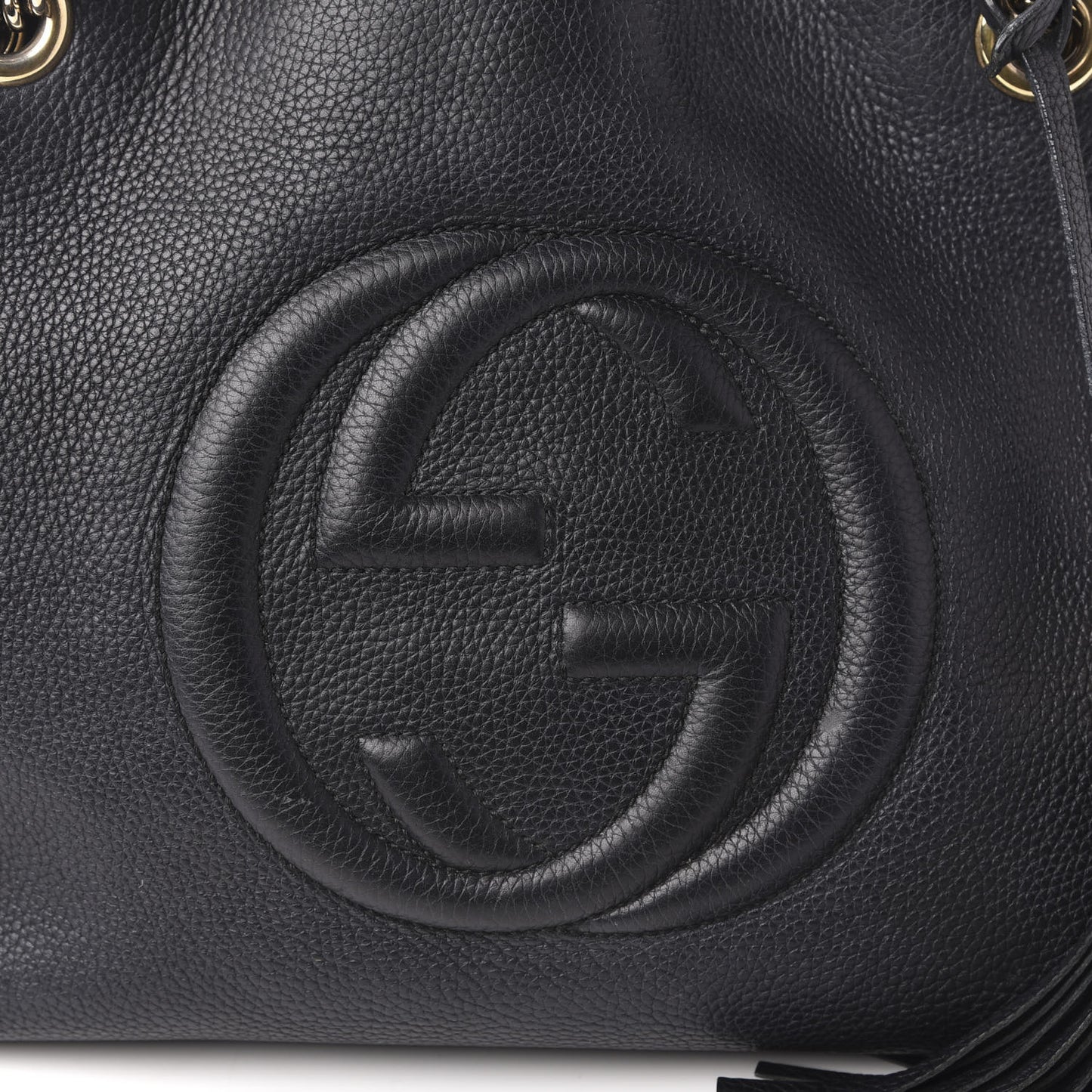 Pebbled Calfskin Medium Soho Chain Shoulder Bag Black