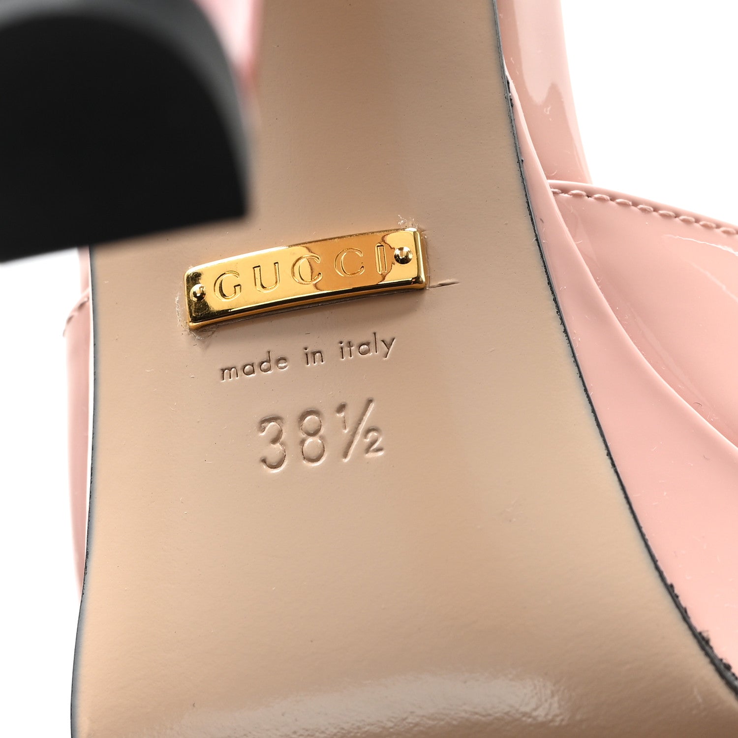 Gucci Patent Crystal GG Bow Sadie Spike Ankle Strap d'Orsay