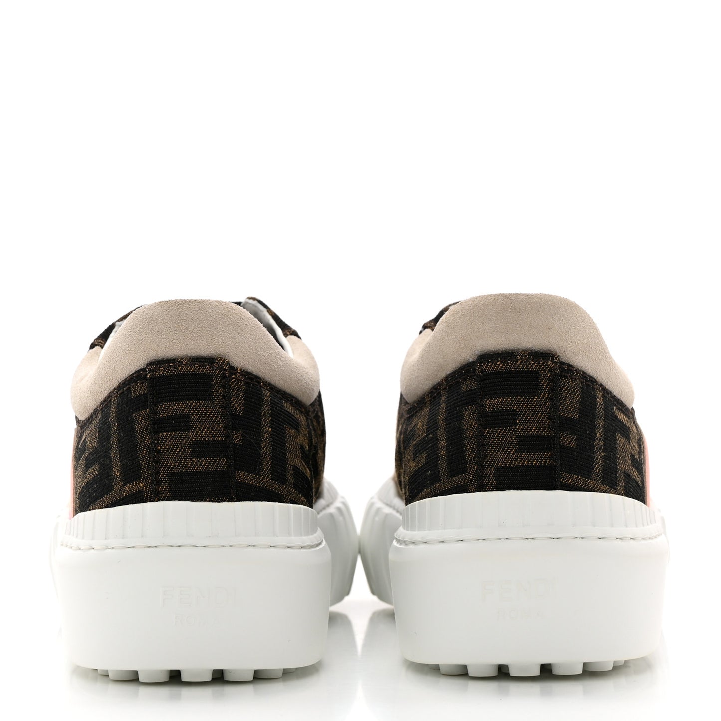 Fabric Jacquard FF Rainbow Womens Fendi Force Low-Top Sneakers 39 Tobacco Black White Multicolor