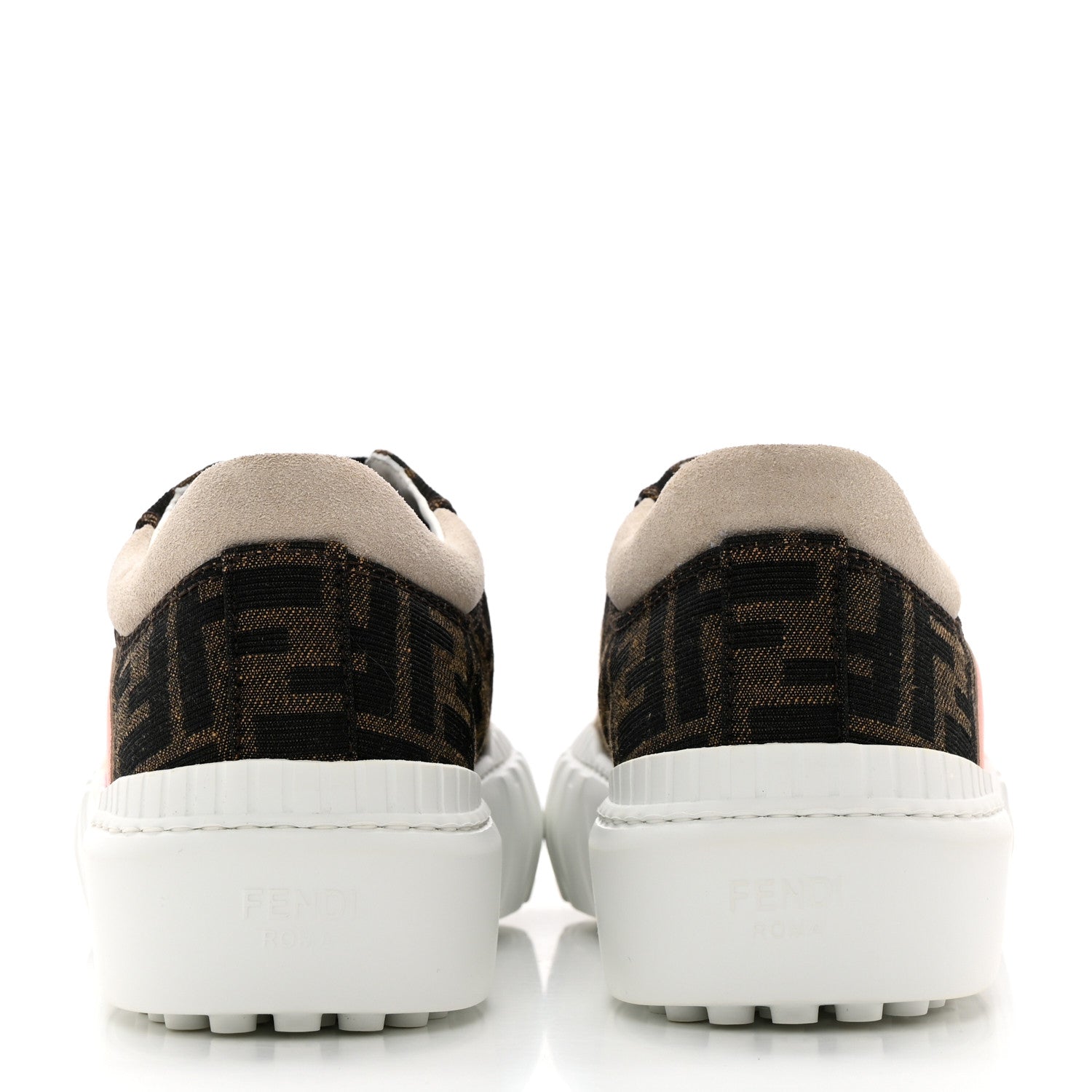 Fendi Fabric Jacquard FF Rainbow Womens Fendi Force Low-Top Sneakers 39 Tobacco Black White Multicolor 5 of 11