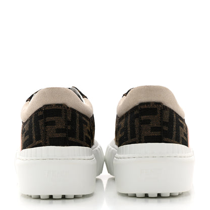 Fendi Fabric Jacquard FF Rainbow Womens Fendi Force Low-Top Sneakers 39 Tobacco Black White Multicolor 5 of 11
