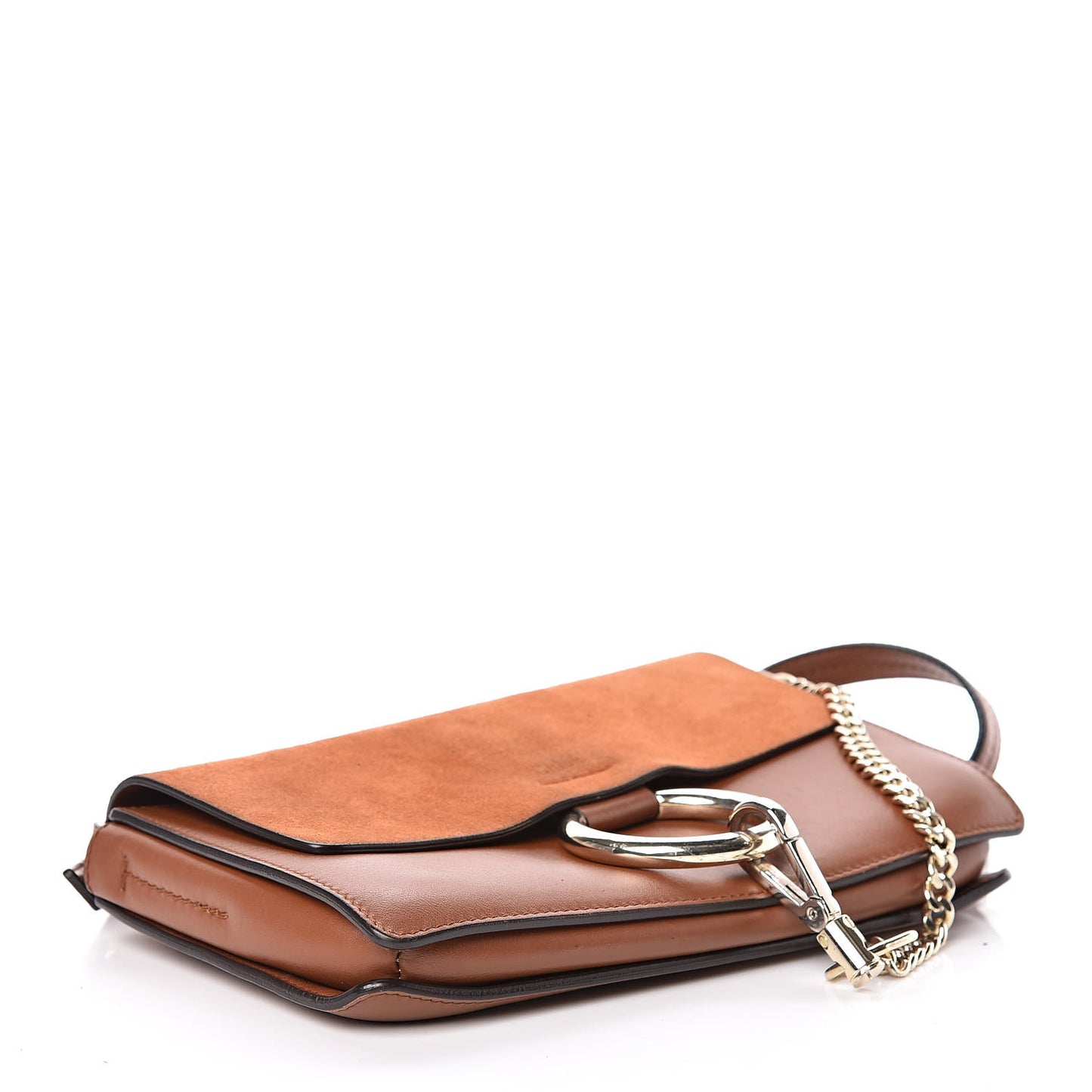Suede Calfskin Small Faye Shoulder Bag Tobacco