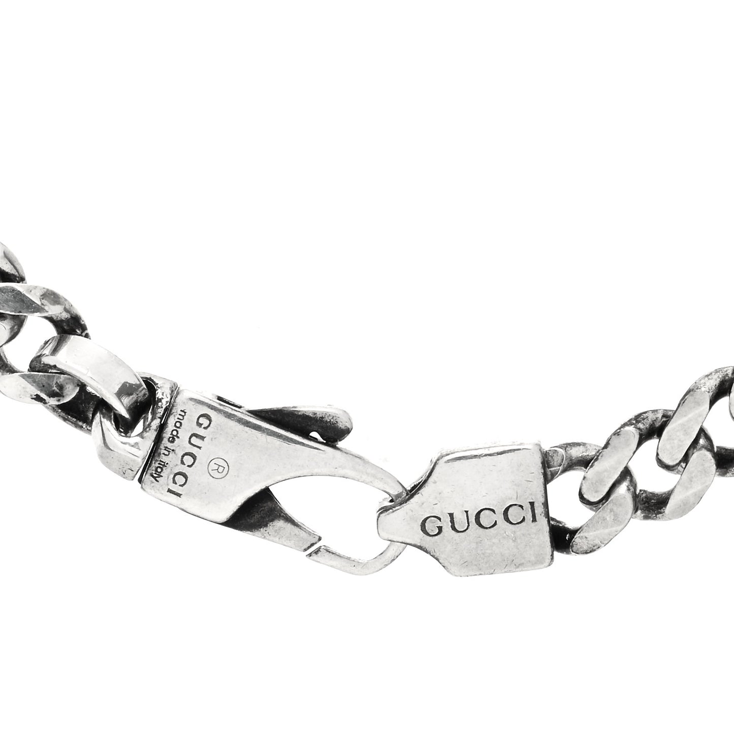 Sterling Silver Enamel Interlocking G Curb Chain Bracelet Black